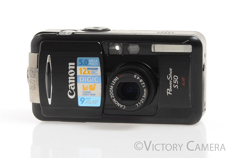 Canon PowerShot S50 Black 5MP Compact Digital Camera Digicam -Clean-
