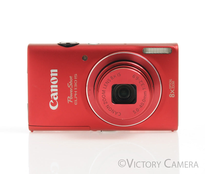 Canon PowerShot ELPH 130 IS Red 16MP Digital Point &amp; Shoot Camera [EXC-] - Victory Camera