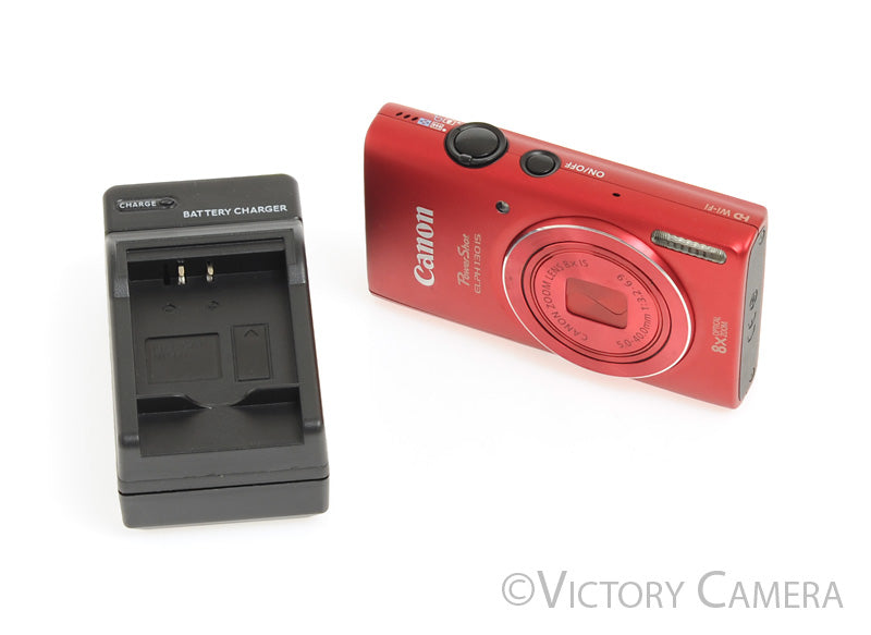 Canon PowerShot ELPH 130 IS Red 16MP Digital Point &amp; Shoot Camera [EXC-] - Victory Camera