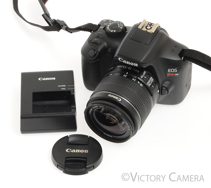 Canon Rebel T6 18MP Digital SLR Camera Body w/ 18-55mm II Zoom Lens -Clean- - Victory Camera