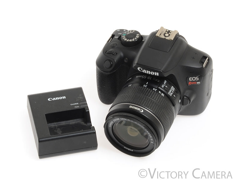 Canon Rebel T6 Digital SLR Camera Body 18mp w/ 18-55mm Lens -Clean- - Victory Camera