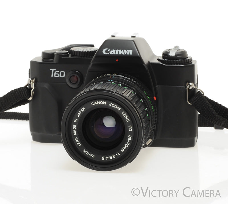 Cann T60 Black 35mm Film Camera w/ 35-70mm Zoom Lens -Good Seals- [EXC+] - Victory Camera