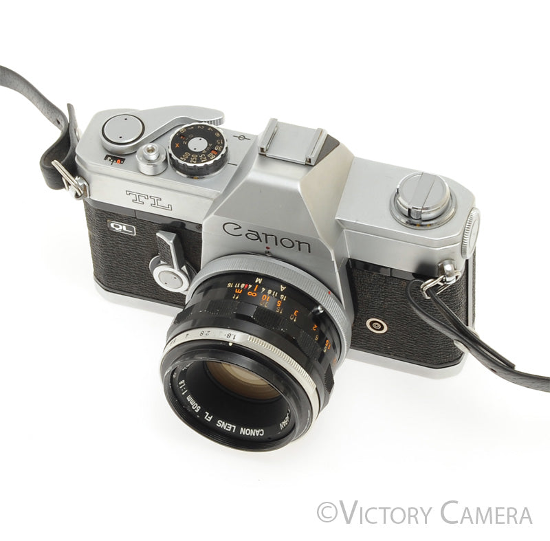 Canon TL QL Chrome 35mm SLR Camera w/ 50mm f1.8 Lens -New Seals- [EXC] - Victory Camera