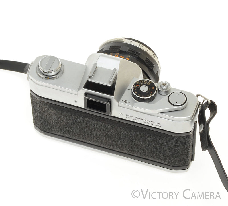 Canon TL QL Chrome 35mm SLR Camera w/ 50mm f1.8 Lens -New Seals- [EXC] - Victory Camera