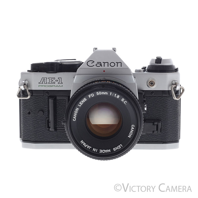 Canon AE-1 Program Chrome 35mm Film SLR Camera 50mm f1.8 Lens  [EXC] - Victory Camera