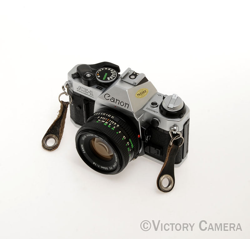 Canon AE-1 Program Chrome 35mm Film SLR Camera 50mm f1.8 Lens [EXC]