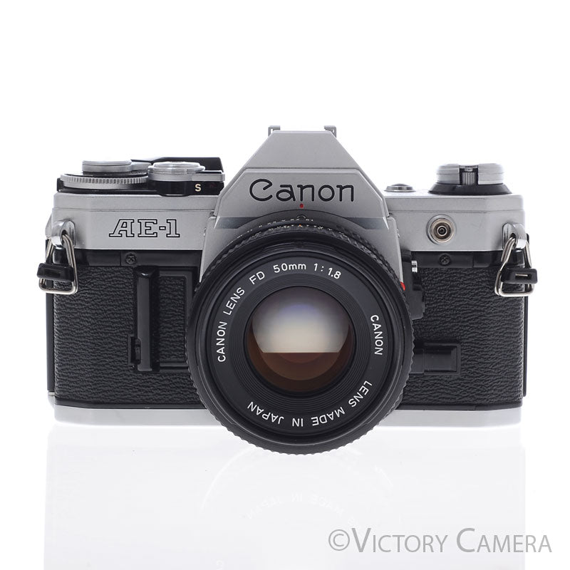 Canon AE-1 35mm Chrome Camera w/ 50mm f1.8 Prime Lens [EXC+] - Victory Camera