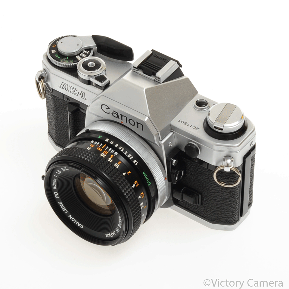 Canon AE-1 35mm Chrome Camera w/ 50mm f1.8 Prime Lens [EXC+] - Victory Camera