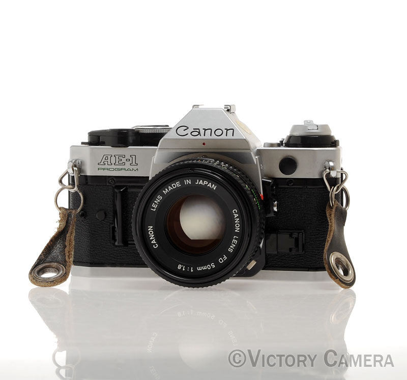 Canon AE-1 Program Chrome 35mm Film SLR Camera 50mm f1.8 Lens [EXC]