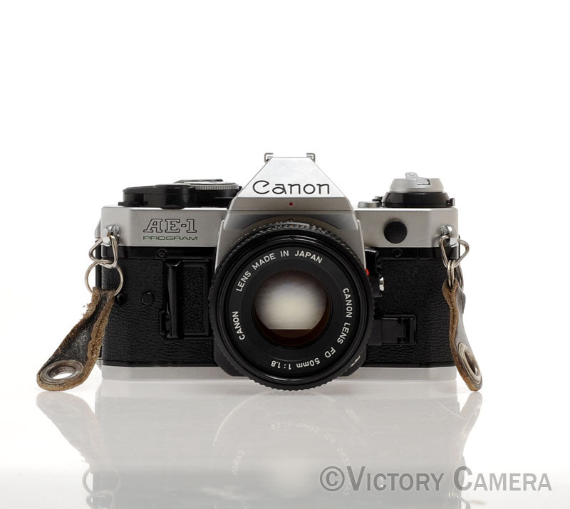 Canon AE-1 Program Chrome 35mm Film SLR Camera 50mm f1.8 Lens [EXC]