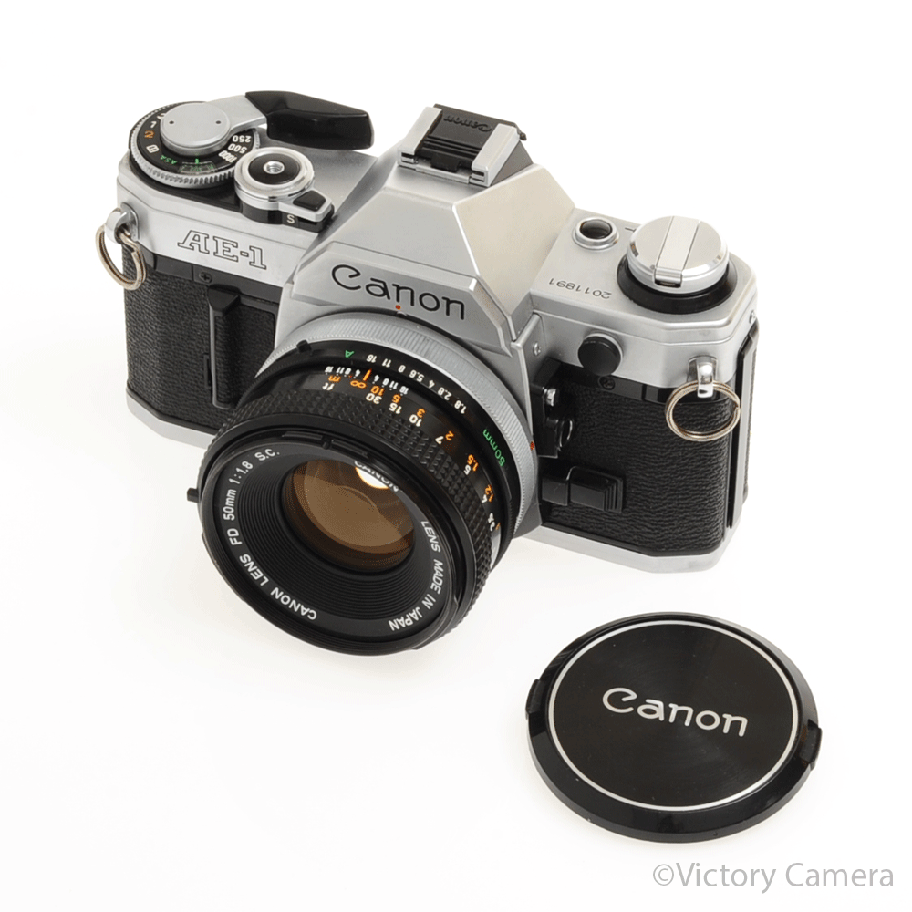 Canon AE-1 35mm Chrome Camera w/ 50mm f1.8 Prime Lens [EXC+] - Victory Camera