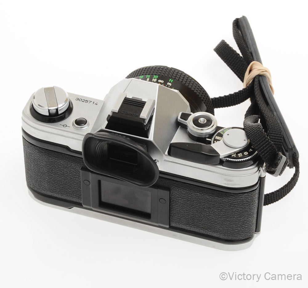 Canon AE-1 35mm Chrome Camera w/ 50mm f1.8 Prime Lens [EXC] - Victory Camera