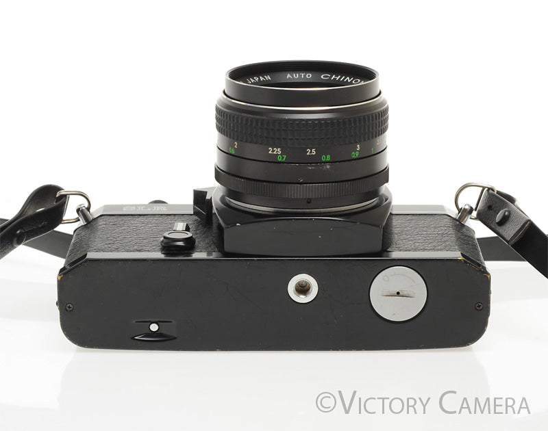 Chinon SLR Black 35mm Film Camera w/ 55mm f1.7 Lens -No Meter- [EXC-] - Victory Camera