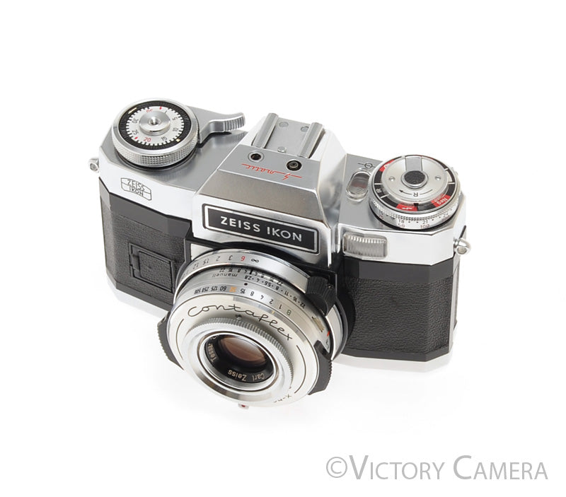 Zeiss Ikon Contaflex Chrome 35mm Camera w/ 50mm f2.8 Lens -No Meter- [EXC-] - Victory Camera