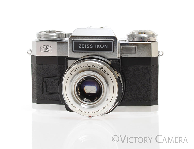 Zeiss Ikon Contaflex Chrome 35mm Camera w/ 50mm f2.8 Lens -No Meter- [EXC-] - Victory Camera