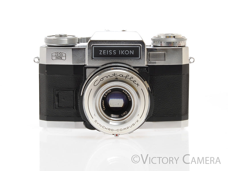 Zeiss Ikon Contaflex Chrome 35mm Camera w/ 50mm f2.8 Lens -No Meter- [EXC-] - Victory Camera