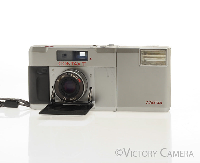 Contax T 35mm Point &amp; Camera w/ 38mm f2.8 T* Sonnar Lens + Flash [EXC]