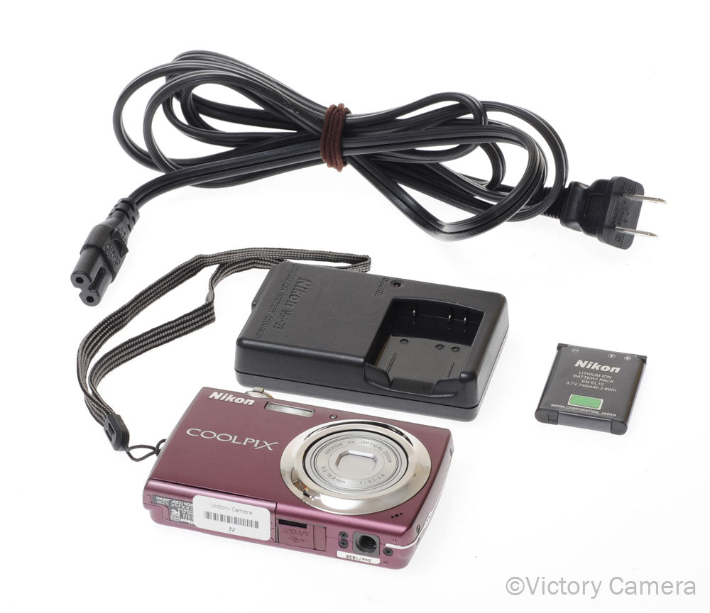 Nikon CoolPix S220 Plum 10MP Digital Point & Shoot Camera [EXC+] - Victory Camera