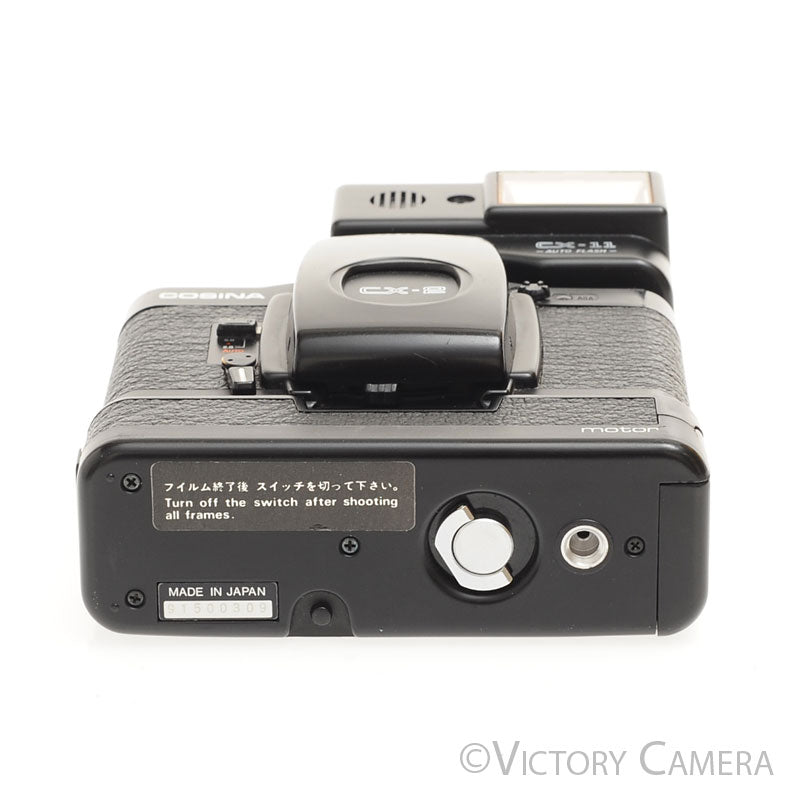 Cosina CX-2 35mm Film Camera w/ CX-11 Flash And Motordrive [EXC+] - Victory Camera