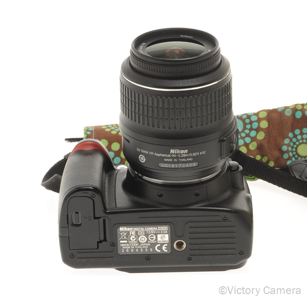 Nikon D3000 Digital SLR Camera Body w/ 18-55mm AF-S Lens ~10,300 Shots [EXC] - Victory Camera