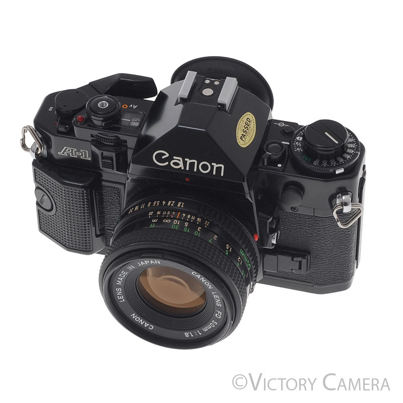 Canon A-1 A1 Black 35mm Film SLR Camera w/ 50mm f1.8 Lens [EXC] - Victory Camera