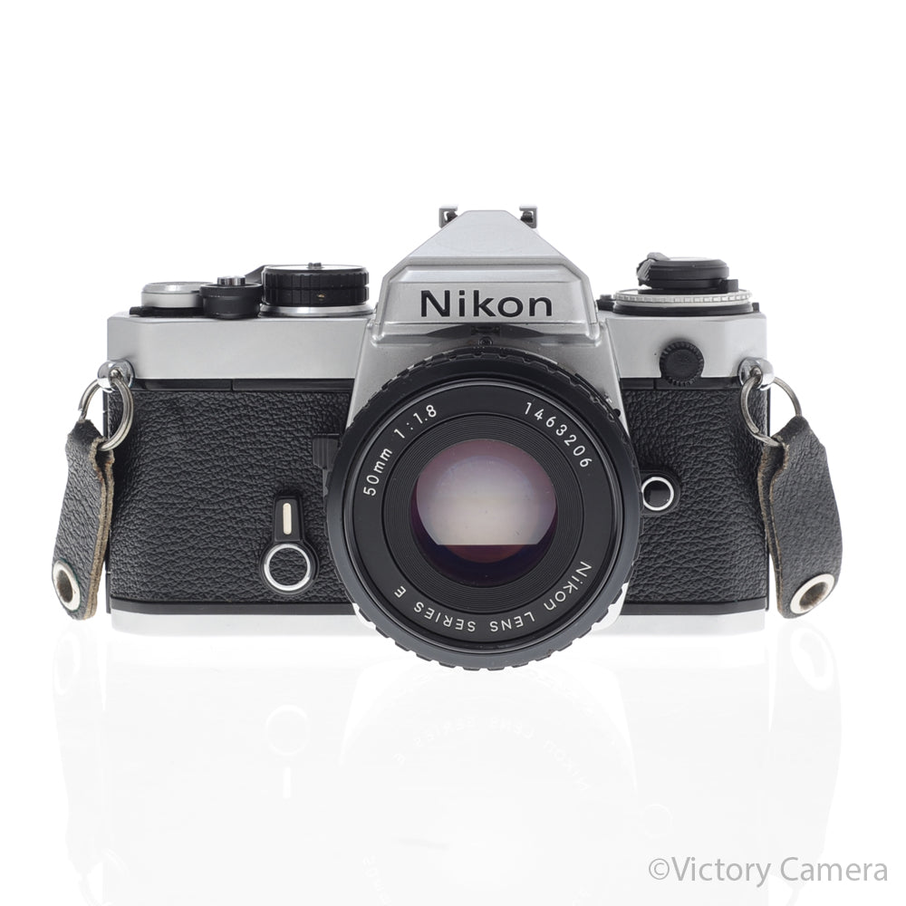 Nikon FE Chrome 35mm Film Camera 50mm f1.8 Lens [EXC+] image 1