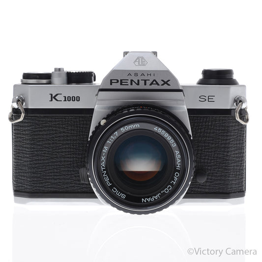 Pentax K1000 SE Chrome 35mm Film Camera w/ 50mm f1.7 Lens [EXC+] image 1