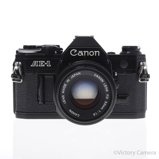 Canon AE-1 35mm Black Camera w/ 50mm f1.8 Prime Lens [EXC+] image 1