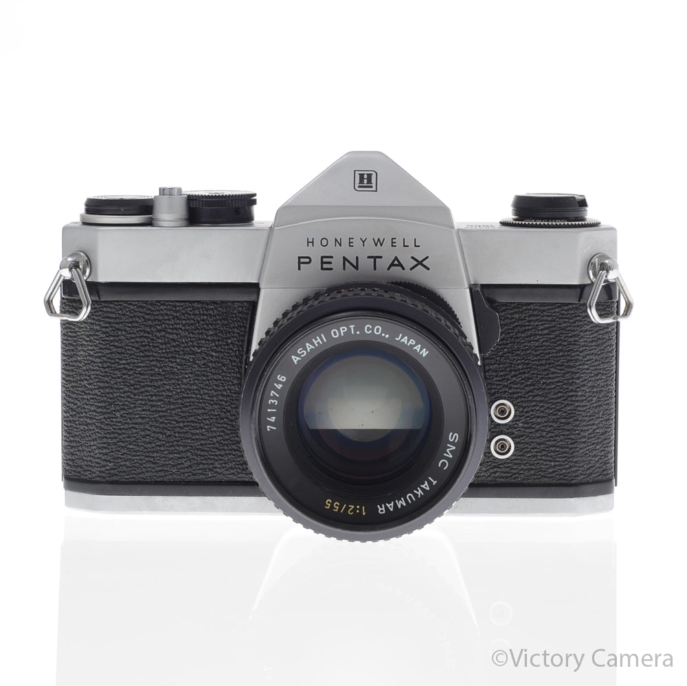 Pentax SP 1000 Chrome 35mm Camera w/ 55mm f2 Lens -No Meter- [EXC-] - Victory Camera