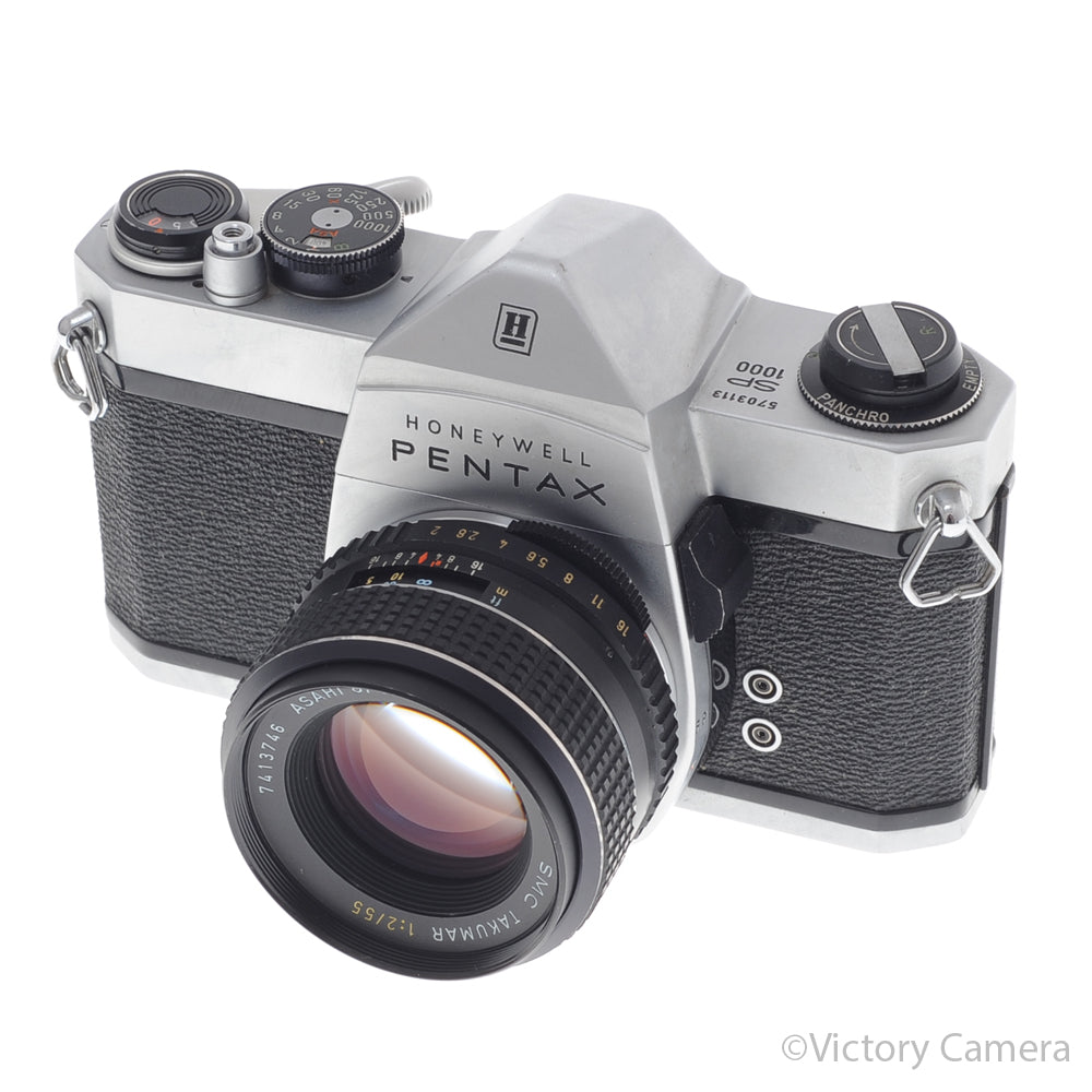 Pentax SP 1000 Chrome 35mm Camera w/ 55mm f2 Lens -No Meter- [EXC-] image 2