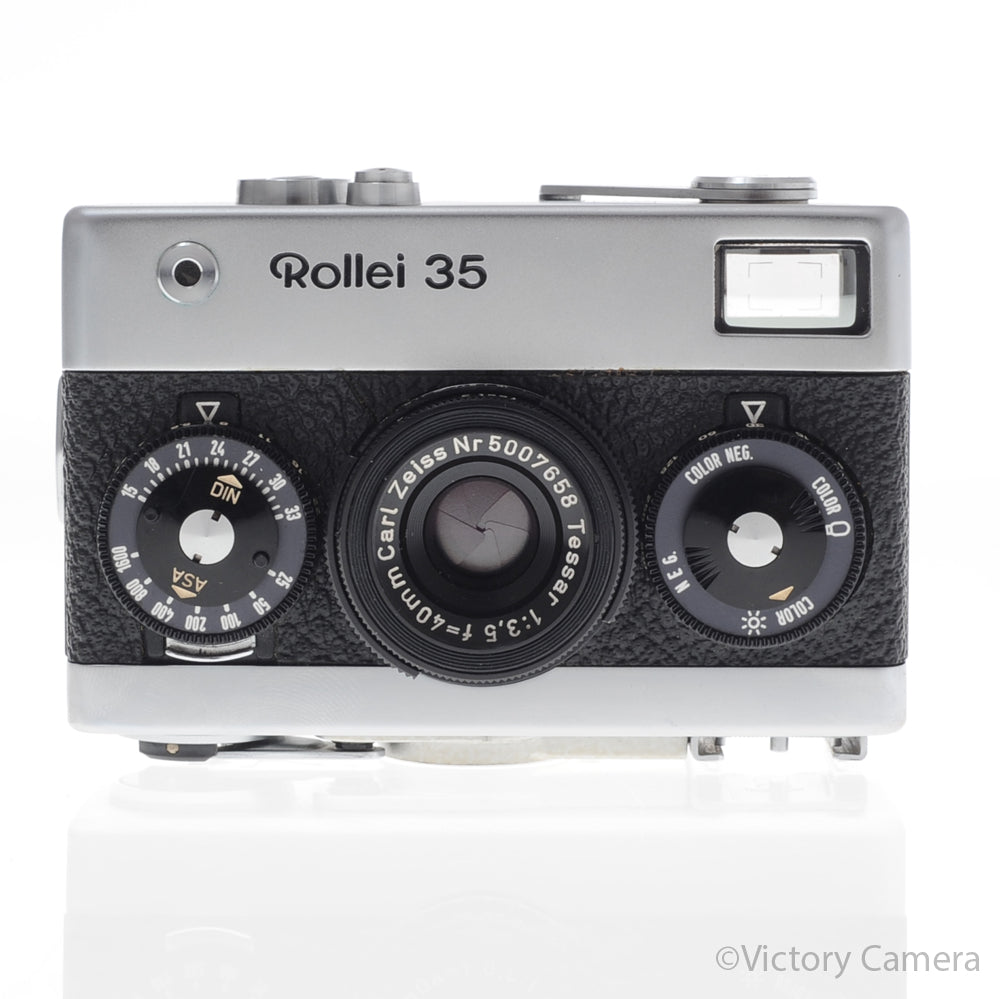Rollei 35 Chrome 35mm Camera w/ 40mm f3.5 Tessar Lens -Good Meter [EXC-] - Victory Camera