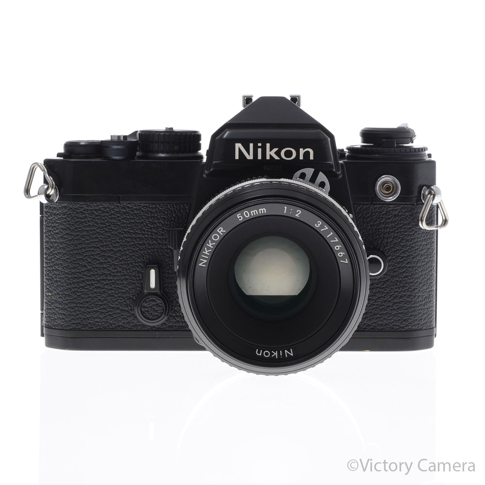 Nikon FE Black 35mm Film SLR Camera 50mm f2 Lens [EXC+] image 1