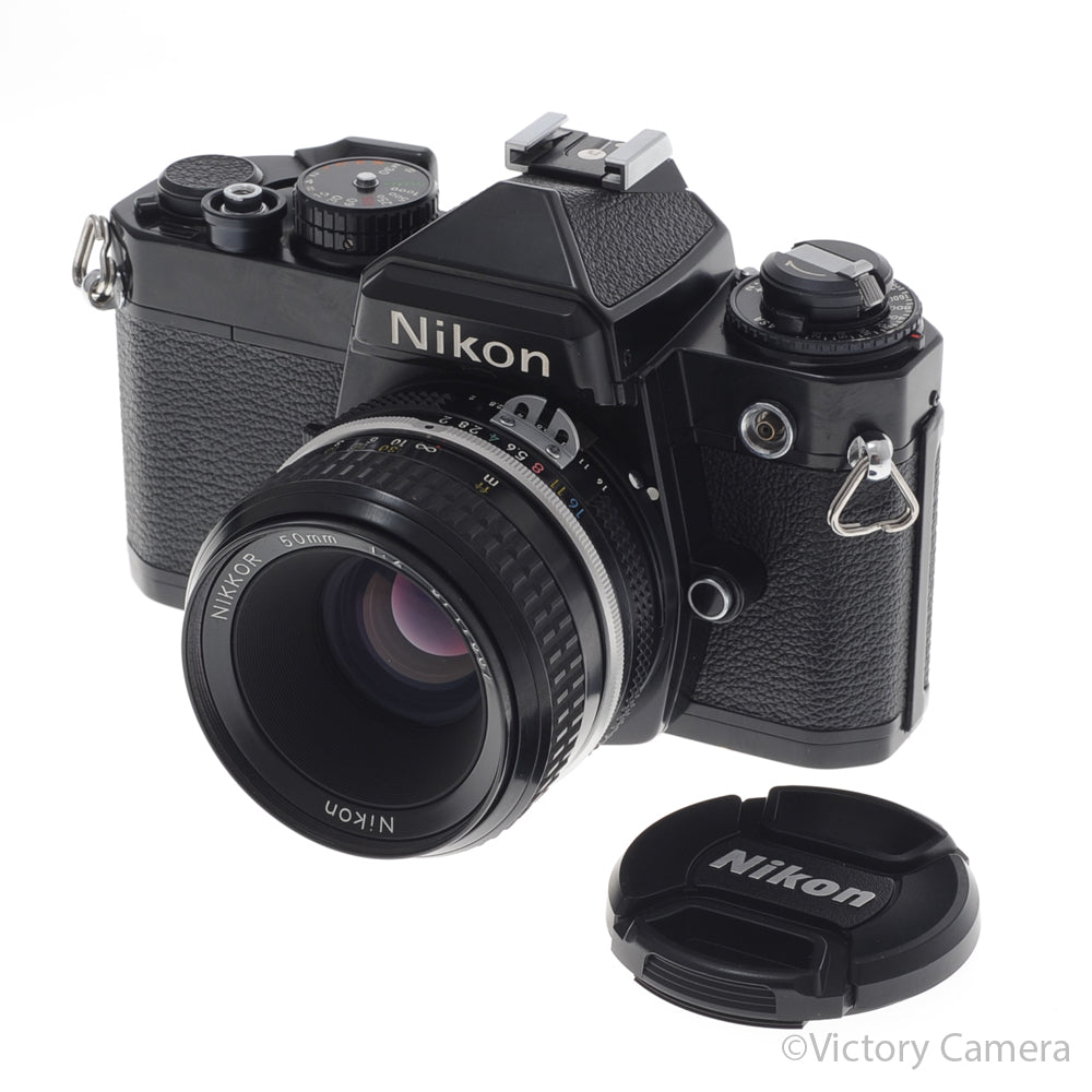 Nikon FE Black 35mm Film SLR Camera 50mm f2 Lens [EXC+] image 5