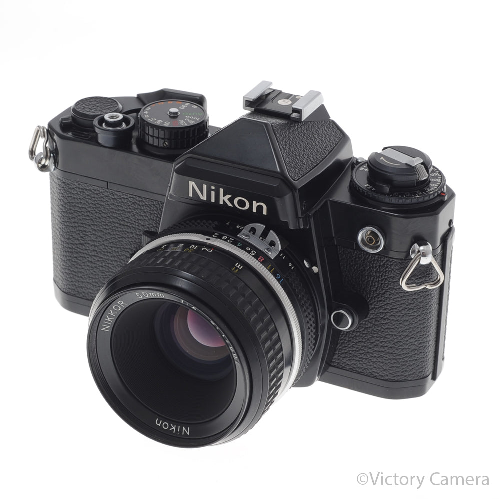 Nikon FE Black 35mm Film SLR Camera 50mm f2 Lens [EXC+] image 2