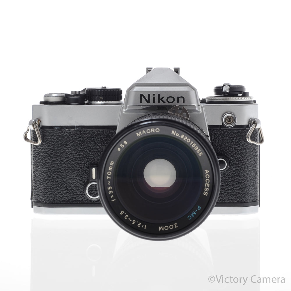 Nikon FE Chrome 35mm Film Camera w/ 35-70mm Zoom Lens [EXC] image 1