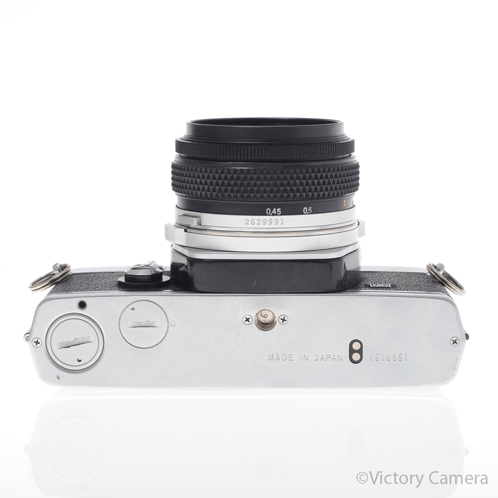 Olympus OM-1N MD Chrome Film Camera Body w/ 50mm F1.8 Lens [EXC] - Victory Camera