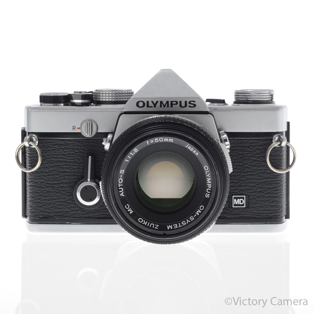 Olympus OM-1N MD Chrome Film Camera Body w/ 50mm F1.8 Lens [EXC] - Victory Camera