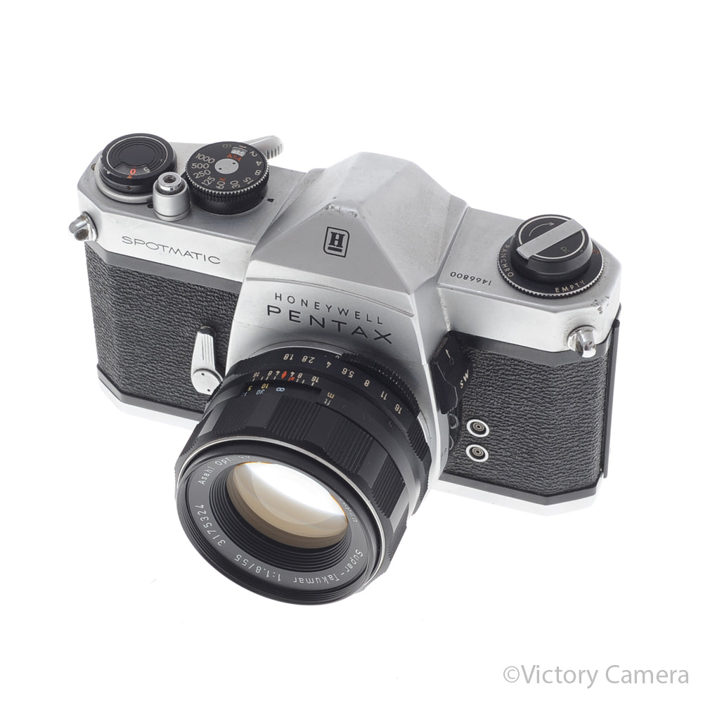 Pentax Spotmatic Chrome 35mm Camera w/ 55mm f1.8 Lens -No Meter- [EXC] image 2