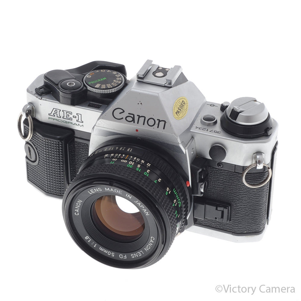 Canon AE-1 Program Chrome 35mm Film SLR Camera 50mm f1.8 Lens [EXC] image 2