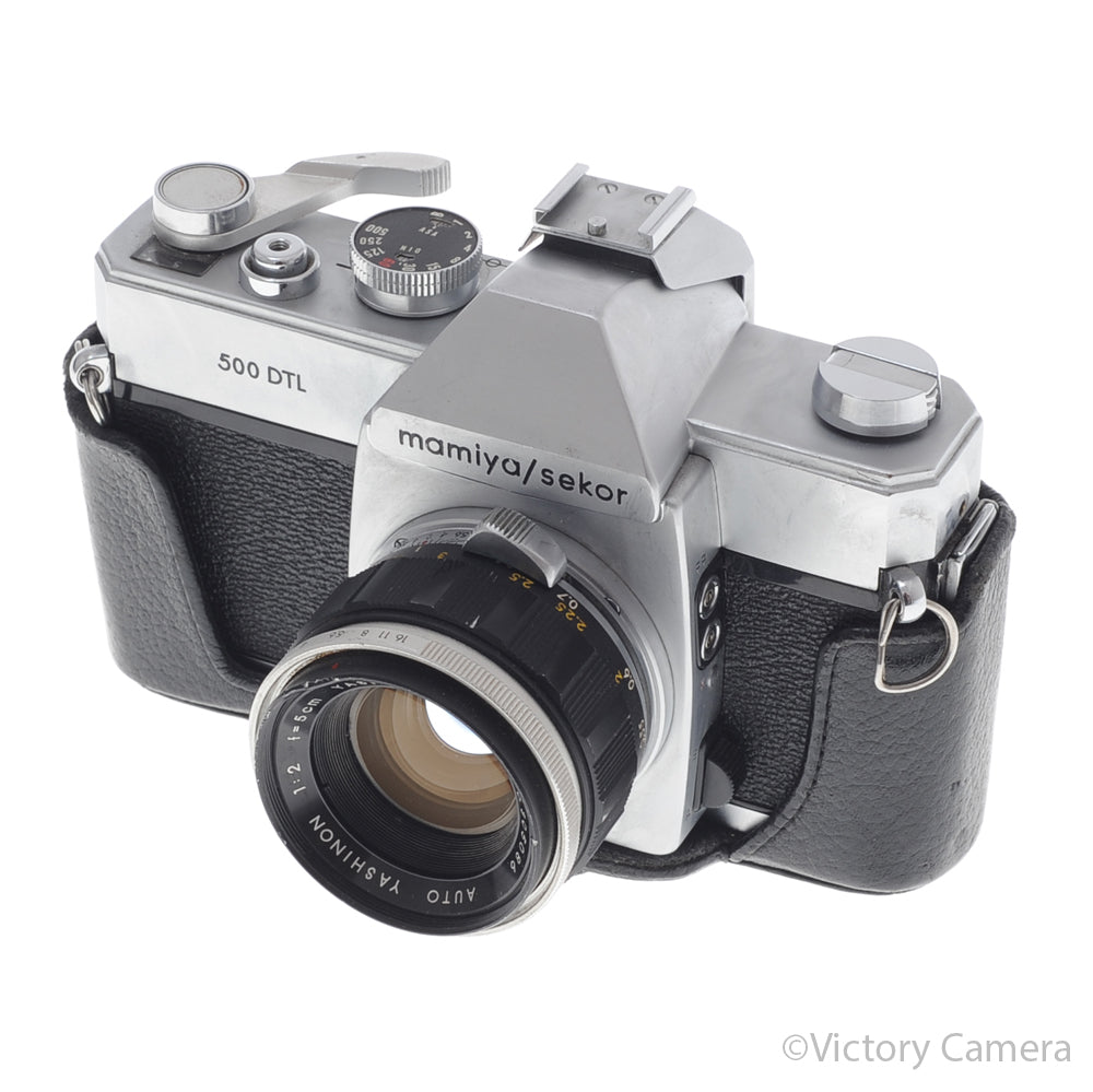 Mamiya 500 DTL Chrome 35mm SLR Camera w/ 50mm f2 Lens -No Meter- [GOOD] image 5