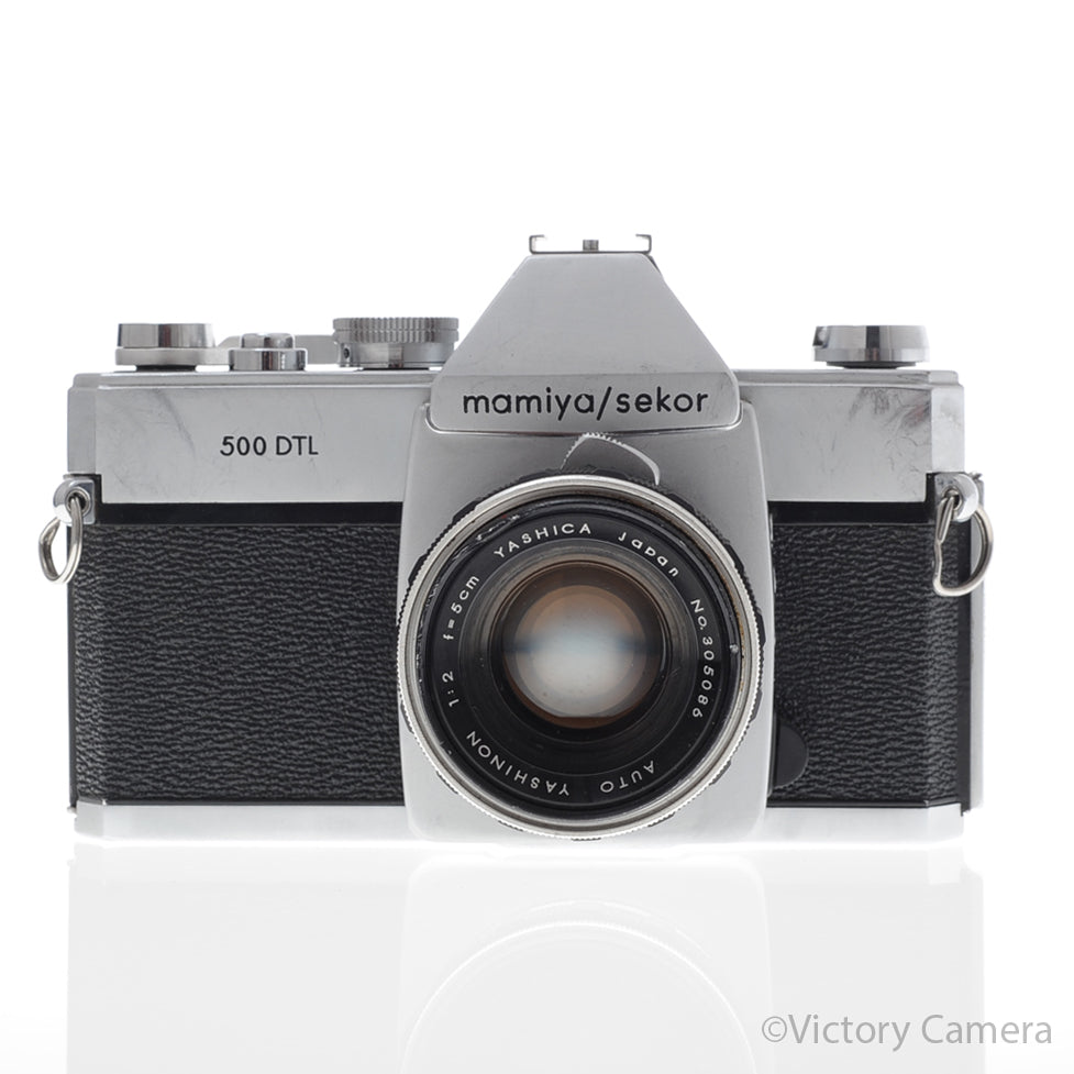 Mamiya 500 DTL Chrome 35mm SLR Camera w/ 50mm f2 Lens -No Meter- [GOOD] - Victory Camera