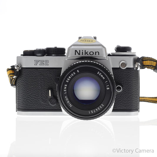 Nikon FE-2 FE2 Black 35mm Camera with 50mm f1.8 AI-s Lens [EXC] image 1