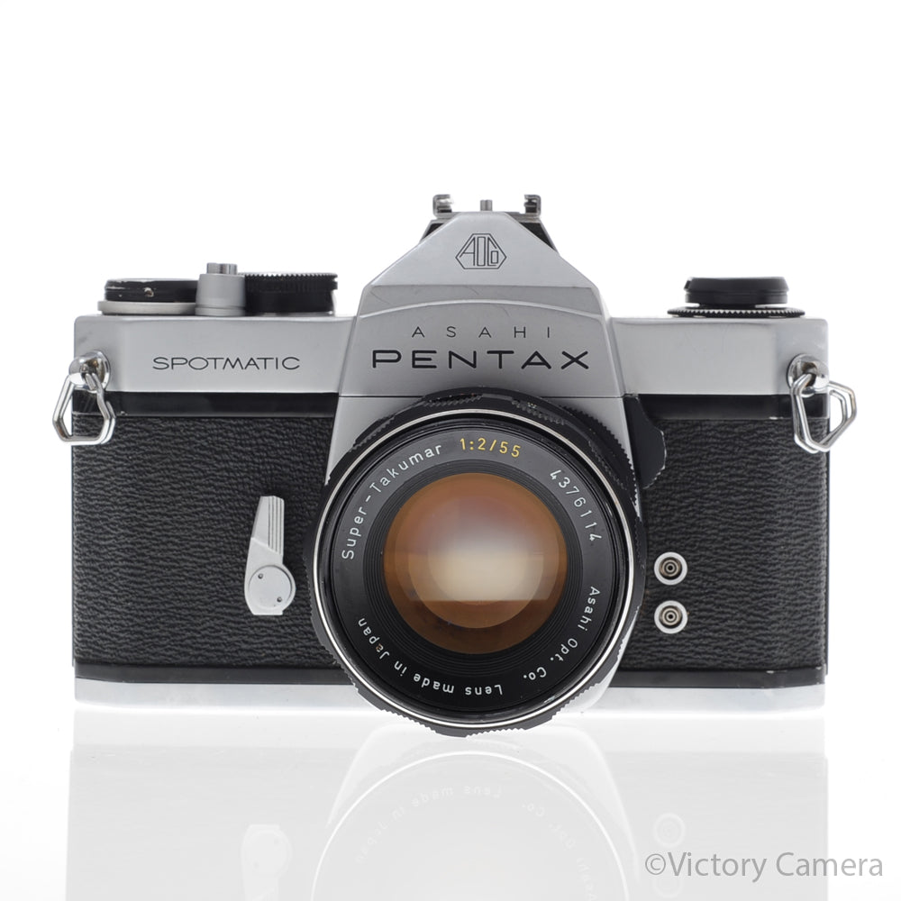 Pentax Spotmatic Chrome 35mm Camera w/ 55mm f2 Lens -No Meter- [EXC-]