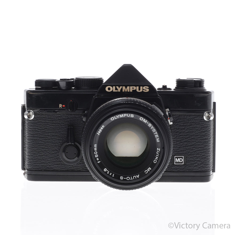 Olympus OM-1N MD Black Film Camera Body w/ 50mm f1.8 Lens [EXC-] - Victory Camera