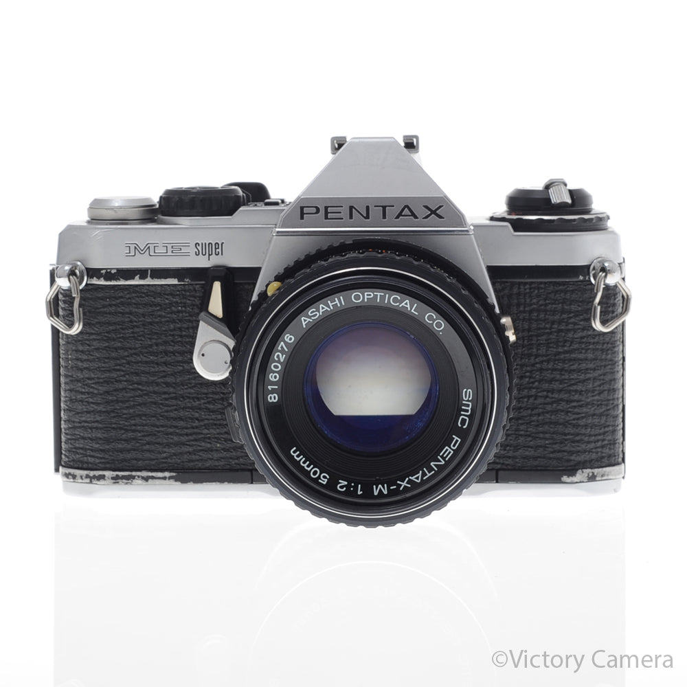 Pentax ME Super Chrome 35mm SLR Camera w/ 50mm f2 Lens [EXC] - Victory Camera