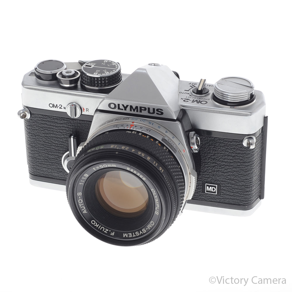 Olympus OM-2N OM2N Chrome 35mm SLR Film Camera w/ 50mm f1.8 Lens [EXC+] image 2
