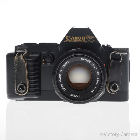 Canon T70 35mm FD Film Camera Body w/ 50mm f1.8 Lens [EXC+] image 1