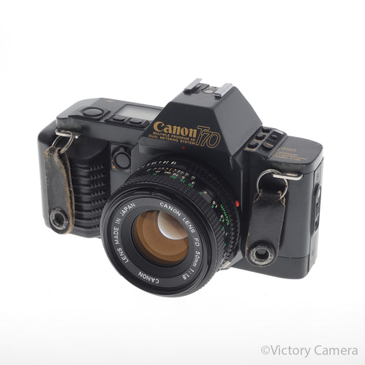Canon T70 35mm FD Film Camera Body w/ 50mm f1.8 Lens [EXC+] image 2