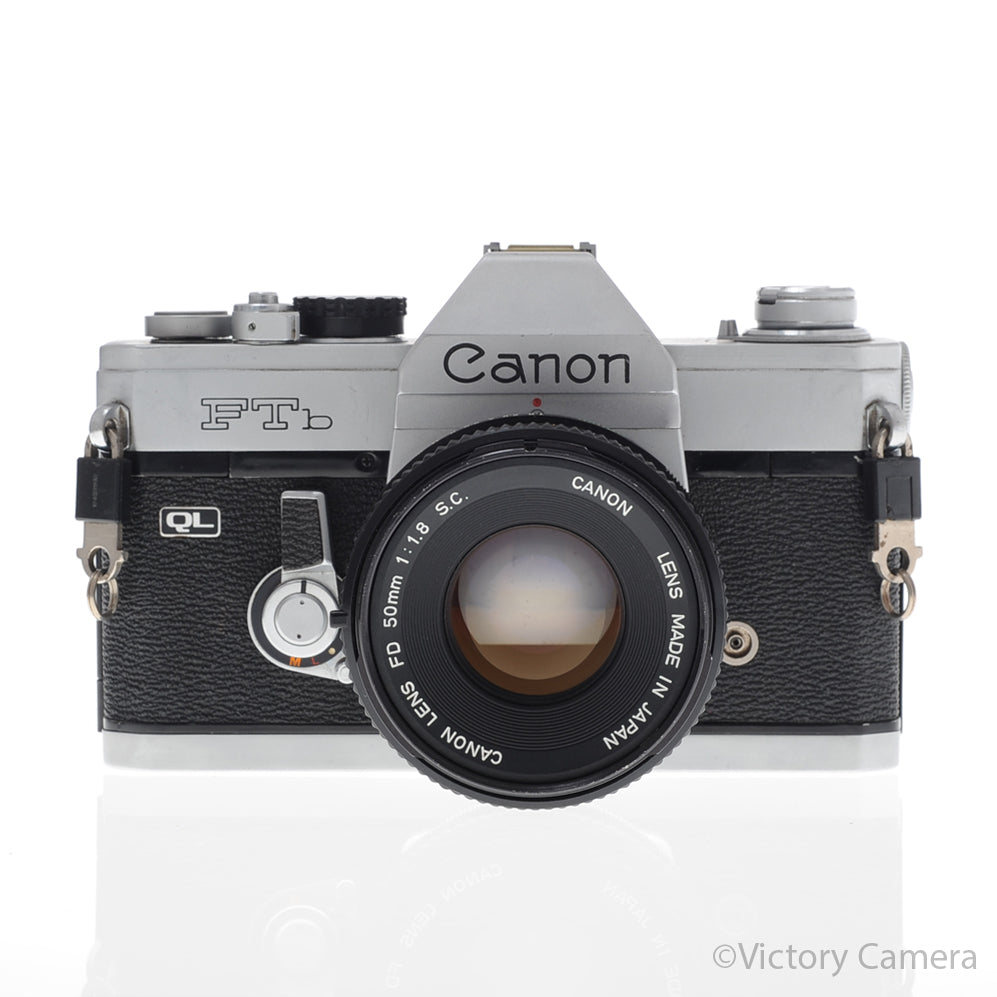 Canon FTb QL Chrome 35mm SLR Camera w/ 50mm f1.8 Lens [EXC-] - Victory Camera