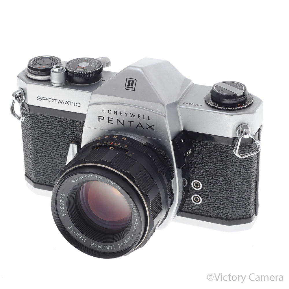 Pentax Spotmatic Chrome 35mm Camera w/ 55mm f1.8 Lens -No Meter- [EXC] - Victory Camera